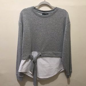 NWT sweatshirt /dress shirt combo Grey wit…